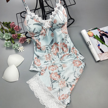 Artificial Silk Super Long Sexy Home White Suit Nightdress Orchid