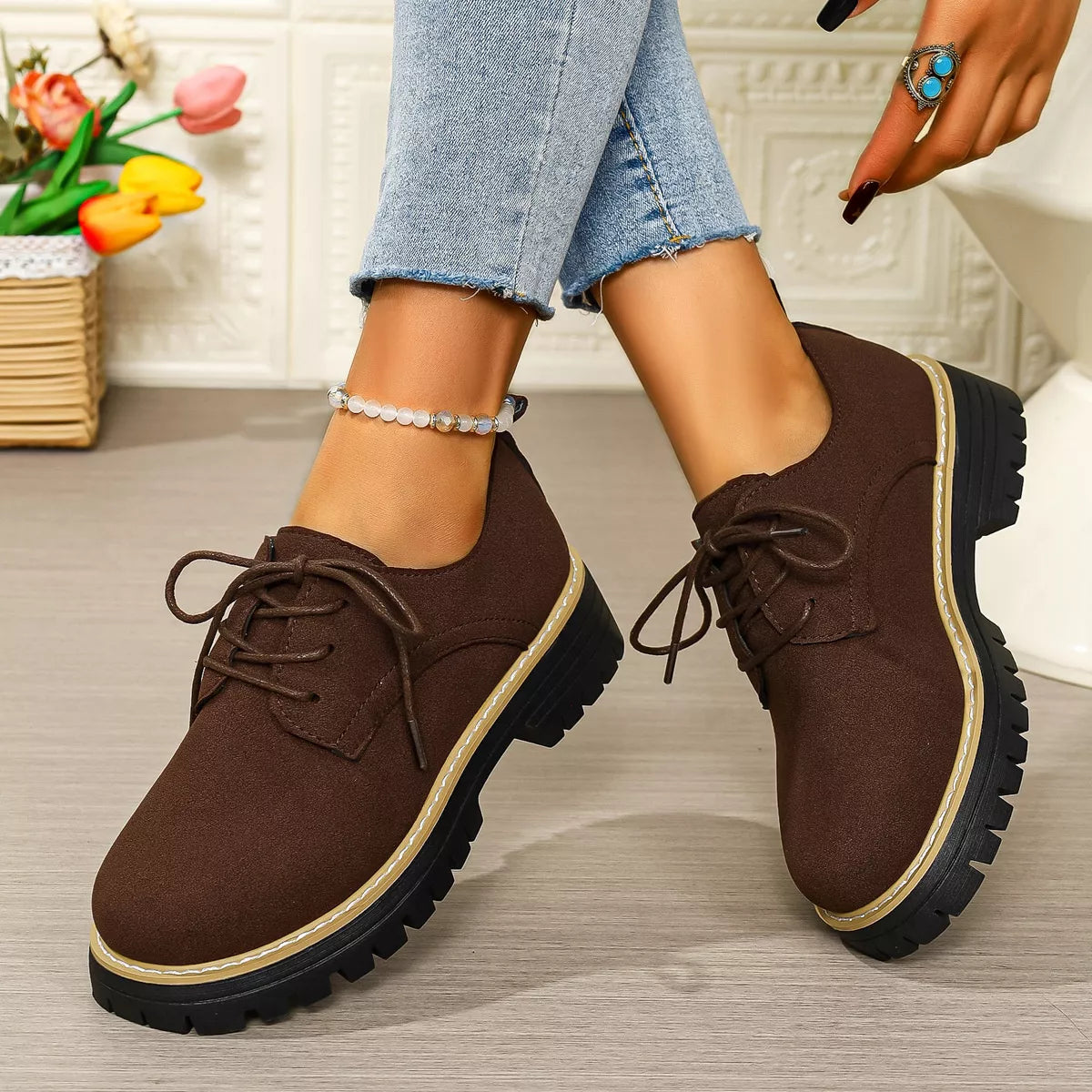 Lace-Up Platform Loafers