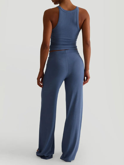 Ribbed Tank and High-Waisted Pants Active Set