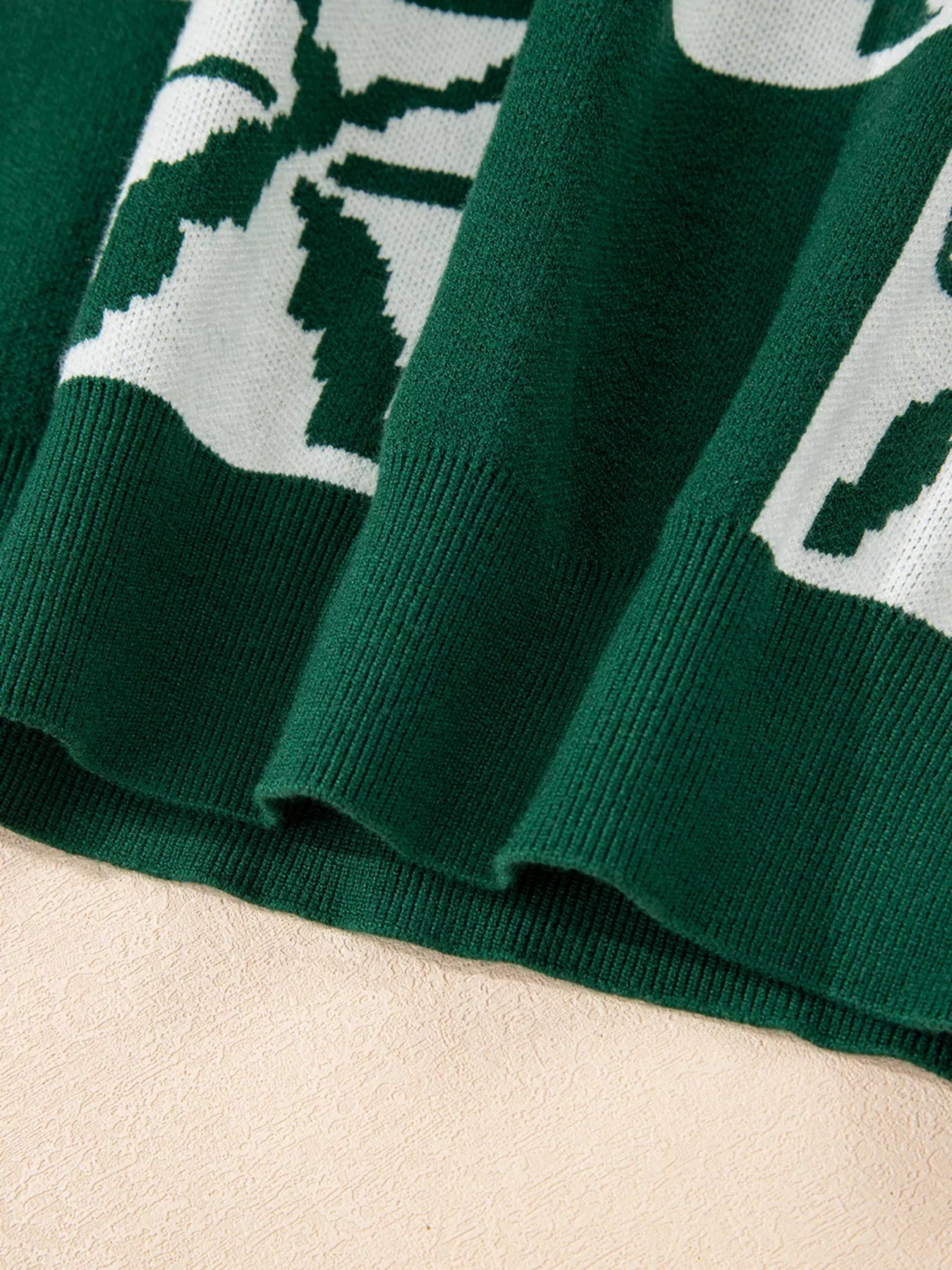 Checkered Bow Round Neck Casual Sweater