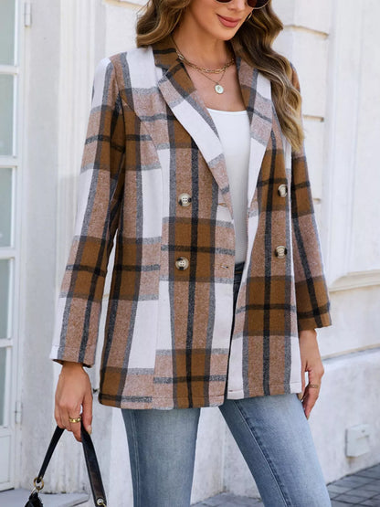 Plaid Double-Breasted Blazer