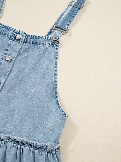 Tiered Flowy Overall Denim Dress