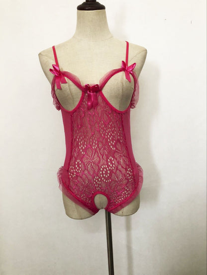 Sexy Lingerie Sexy Low-Cut One-Piece Sexy Suit Underwear Coral Red