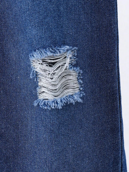 Children's Round Neck Letter Graphic T-Shirt and Distressed Jeans Set