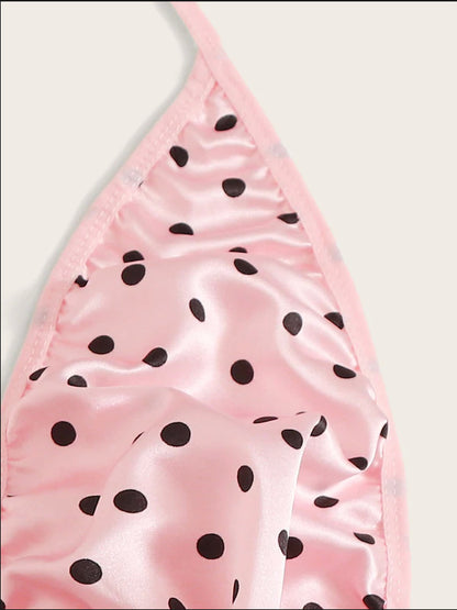 Sexy Lace Pink Spot Eyelash Lace Sexy Jumpsuit