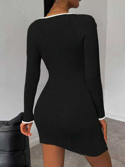 Ribbed Knit Bodycon Sweater Dress