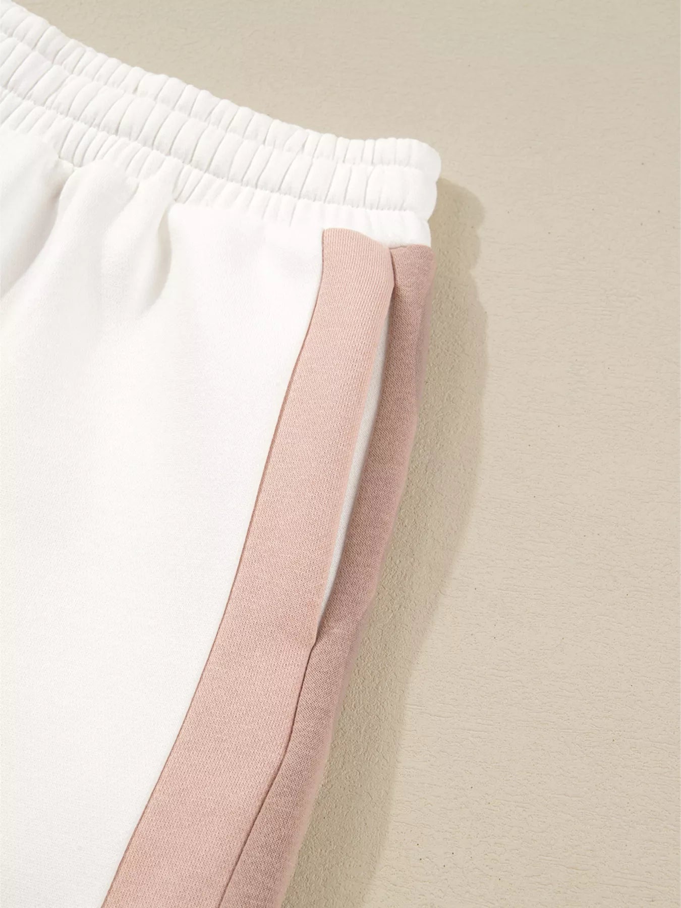 Color Block Patchwork Drop Shoulder Pullover and Shorts Set