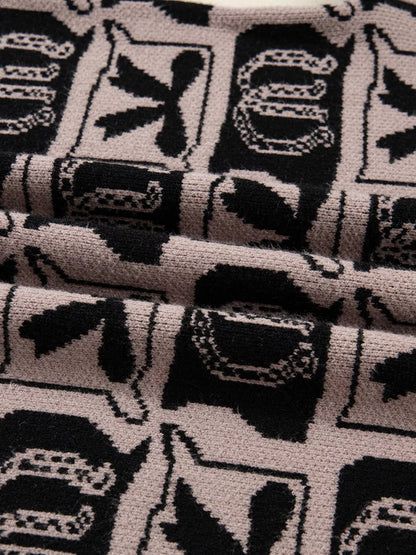 Bows & Horseshoes Pattern Round Neck Sweater