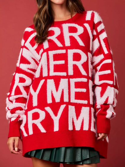 Christmas Merry Festive Holiday Sweater Red