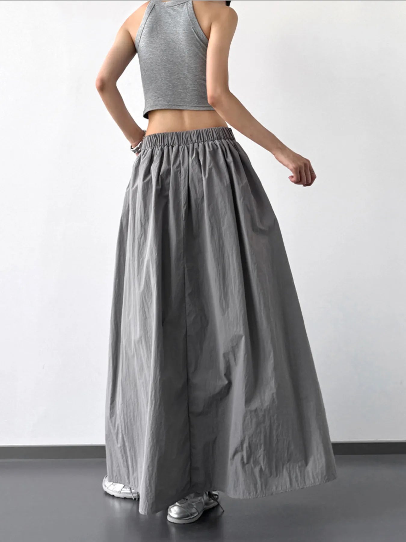 Pleated Linen Maxi Skirt