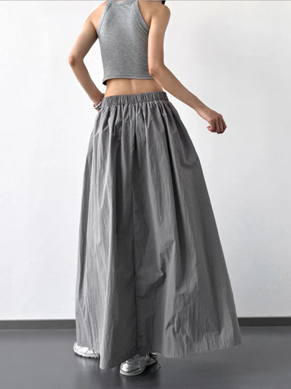 Pleated Linen Maxi Skirt