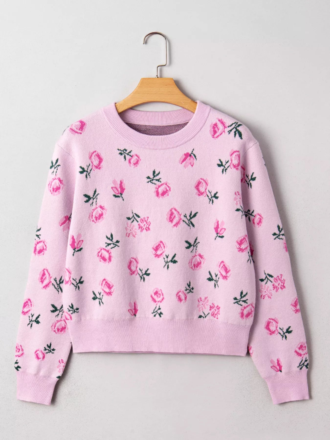 Floral Drop Shoulder Cropped Sweater
