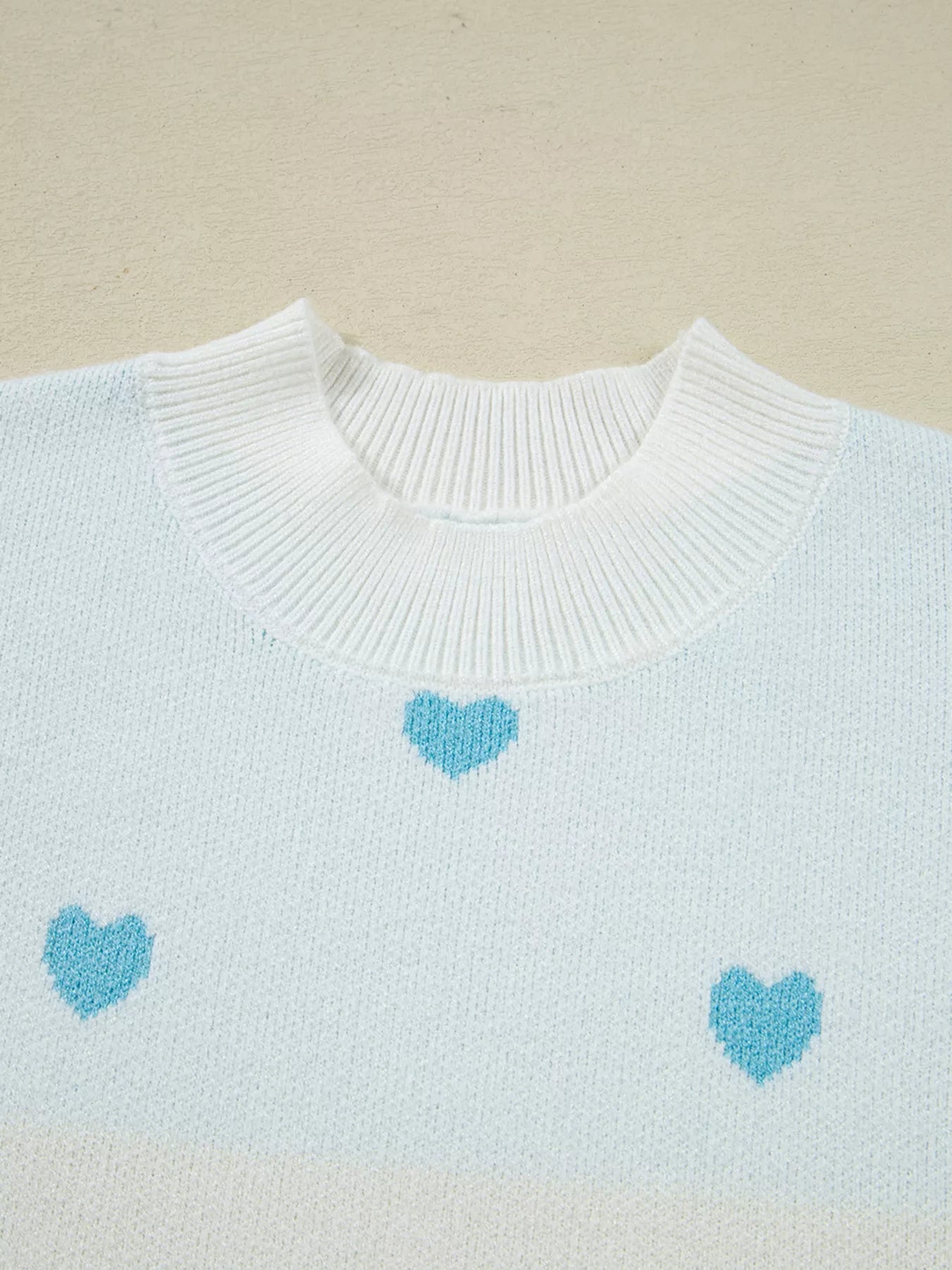 Multicolour Heart Pattern Dropped Shoulder Sweater