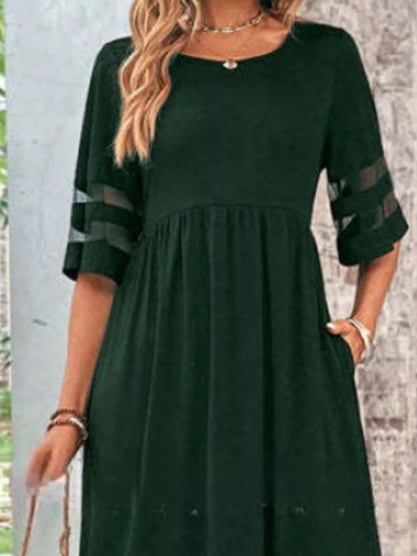 Full Size Round Neck Half Sleeve Dress Plus Size