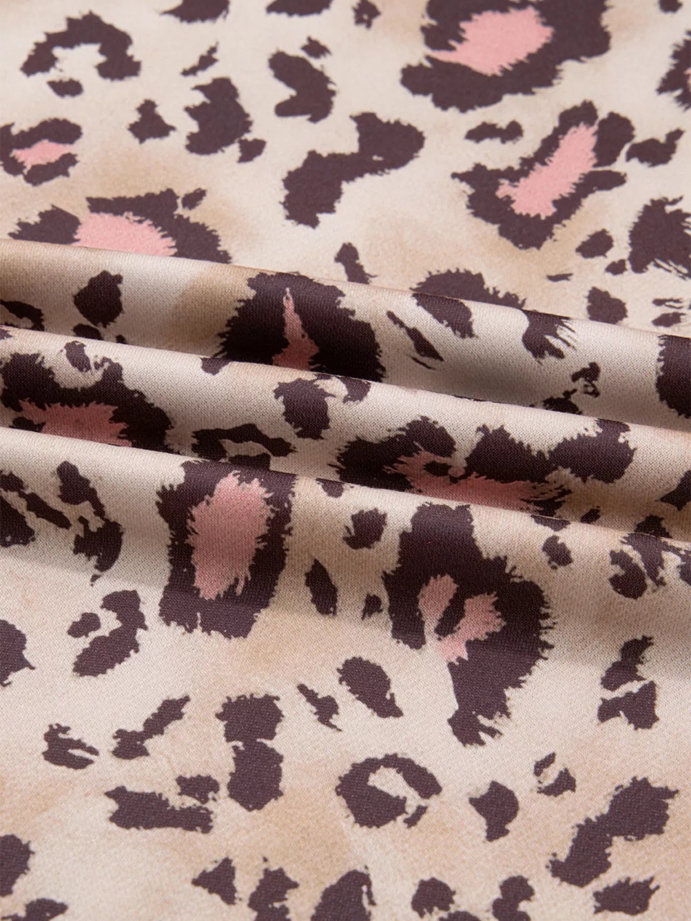 Plus Size Leopard Long Sleeve Drawstring Hoodie