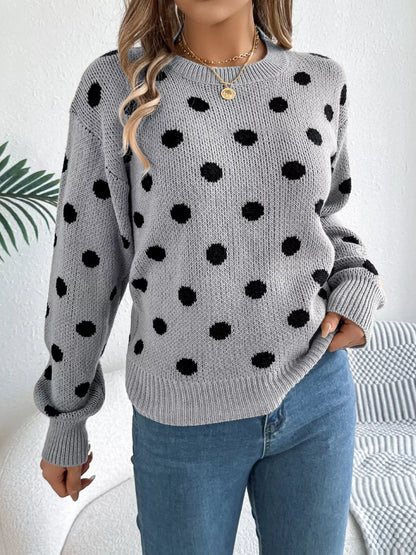 Polka Dot Round Neck Sweater