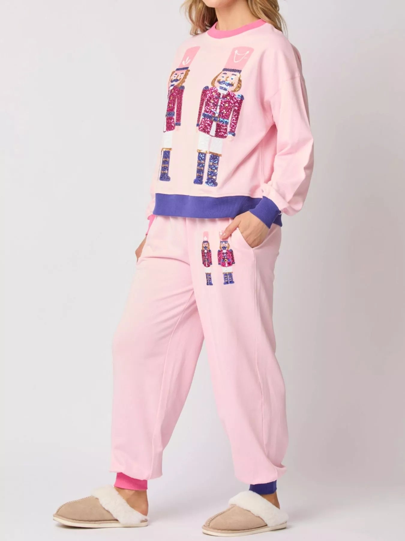 Nutcracker Contrast Trim Sweatshirt and Pants Set