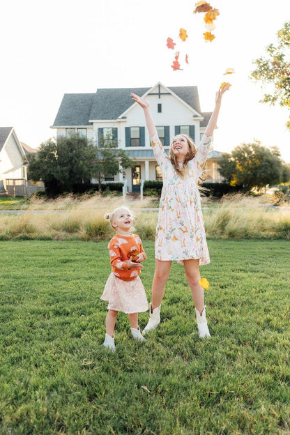 Boho Bows 3/4 Sleeve Pocket Twirl Dress