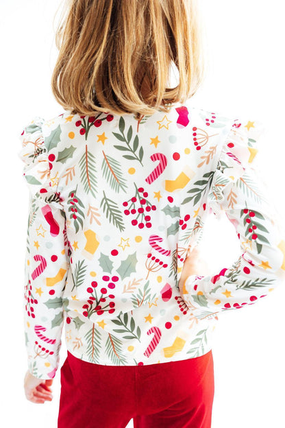 Holly Jolly Christmas L/S Ruffle Tee