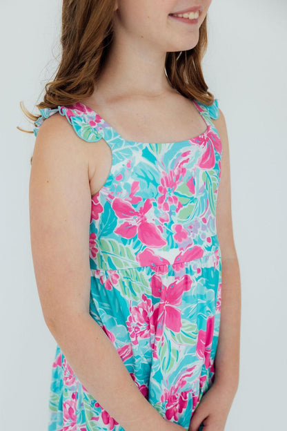 Tropical Punch Ruffle Maxi Dress