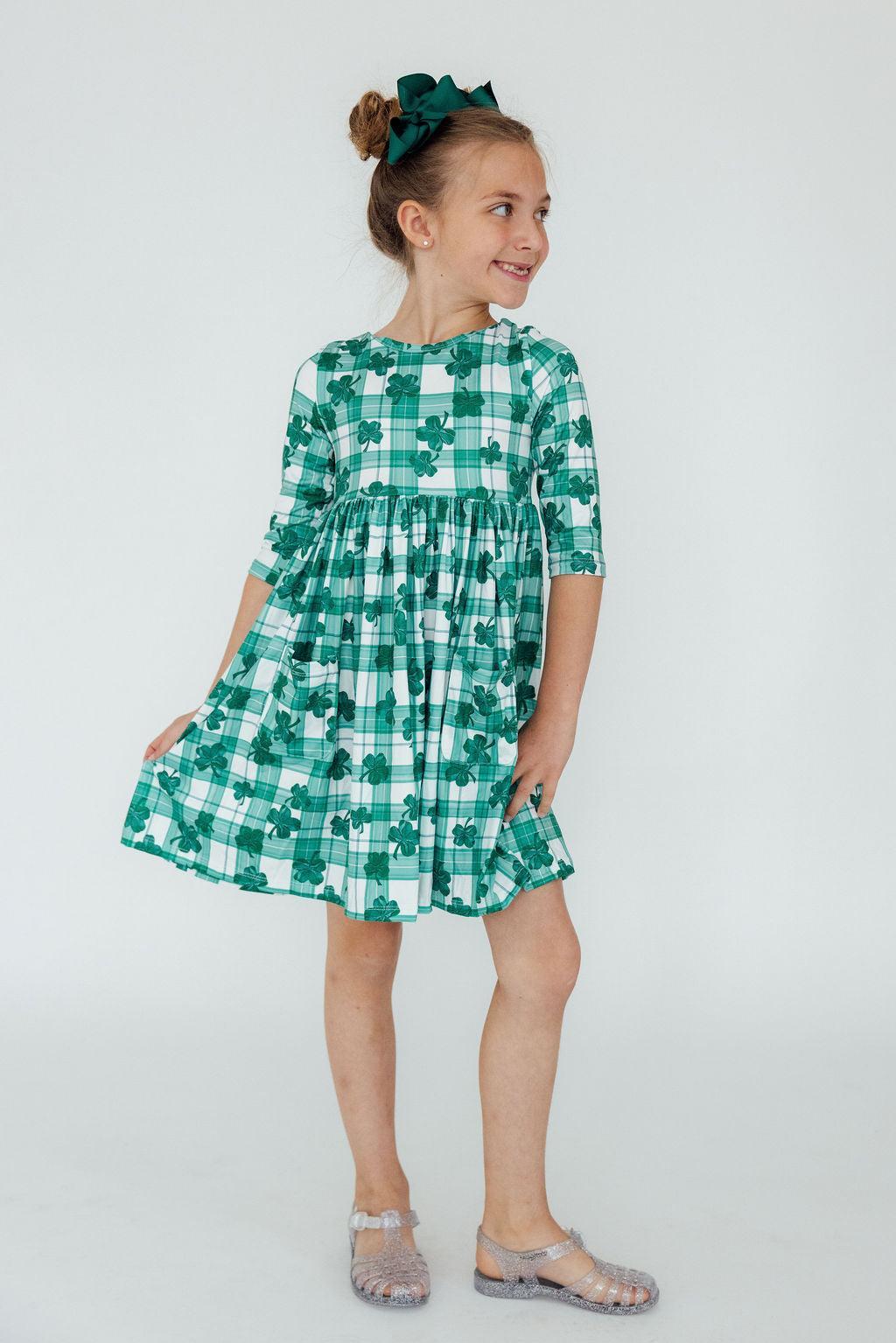 SALE Lucky One 3/4 Sleeve Pocket Twirl Dress