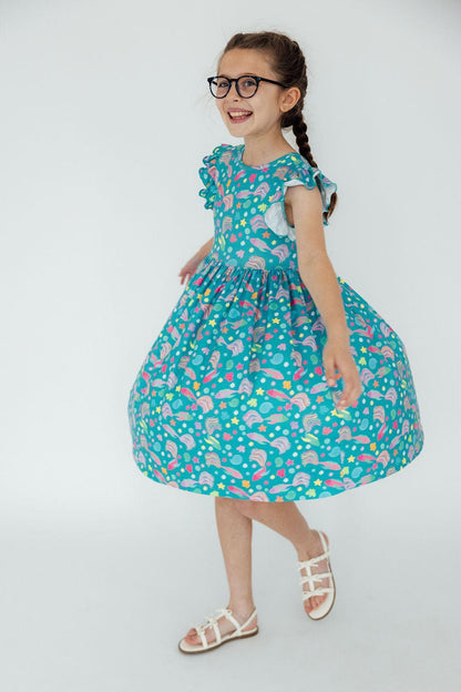 Betta Blooms Flutter Sleeve Twirl Dress