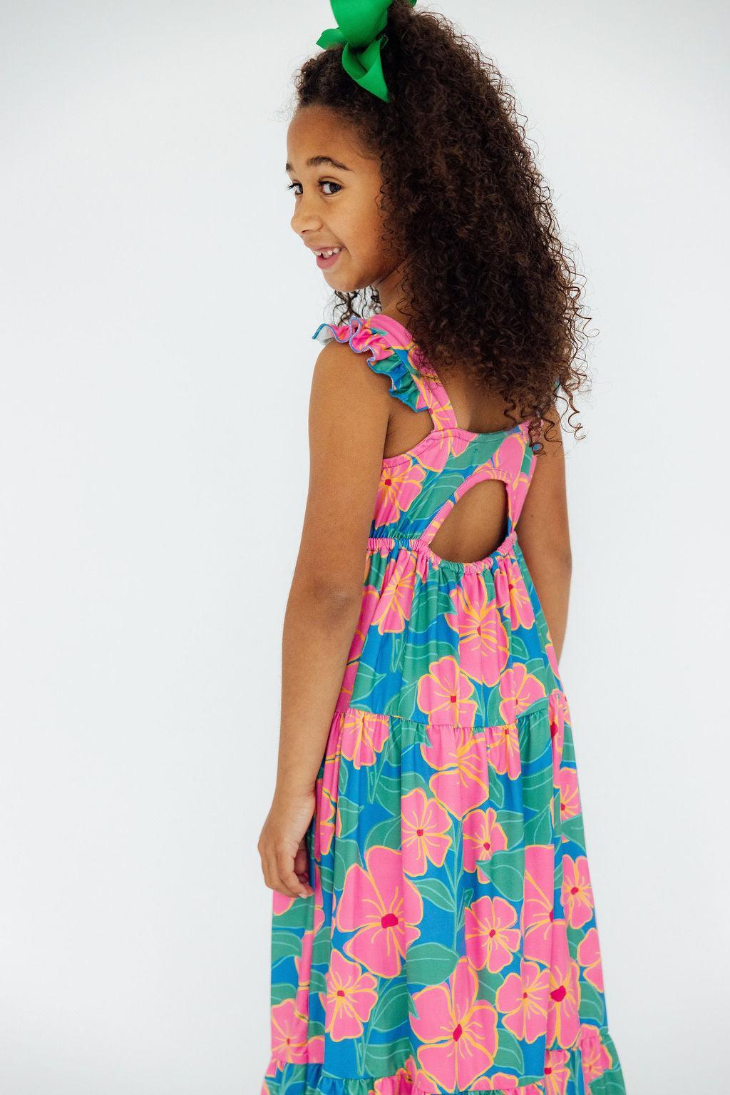 Luau Floral Ruffle Maxi Dress