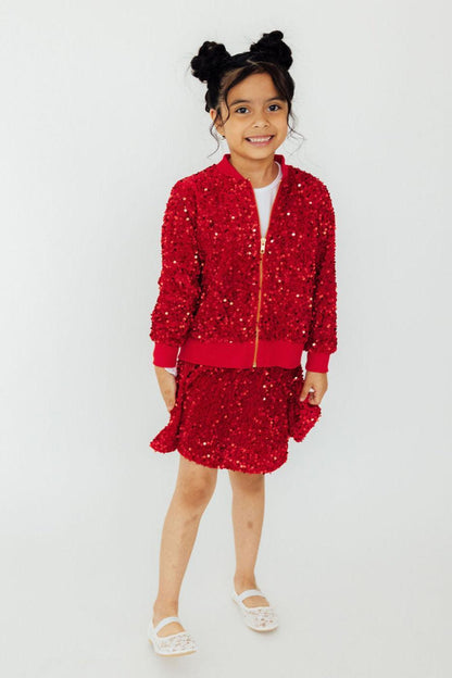 Red Velvet Sequin Twirl Skort
