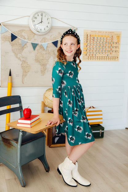 Southlake Carroll Dragons 3/4 Sleeve Pocket Twirl Dress