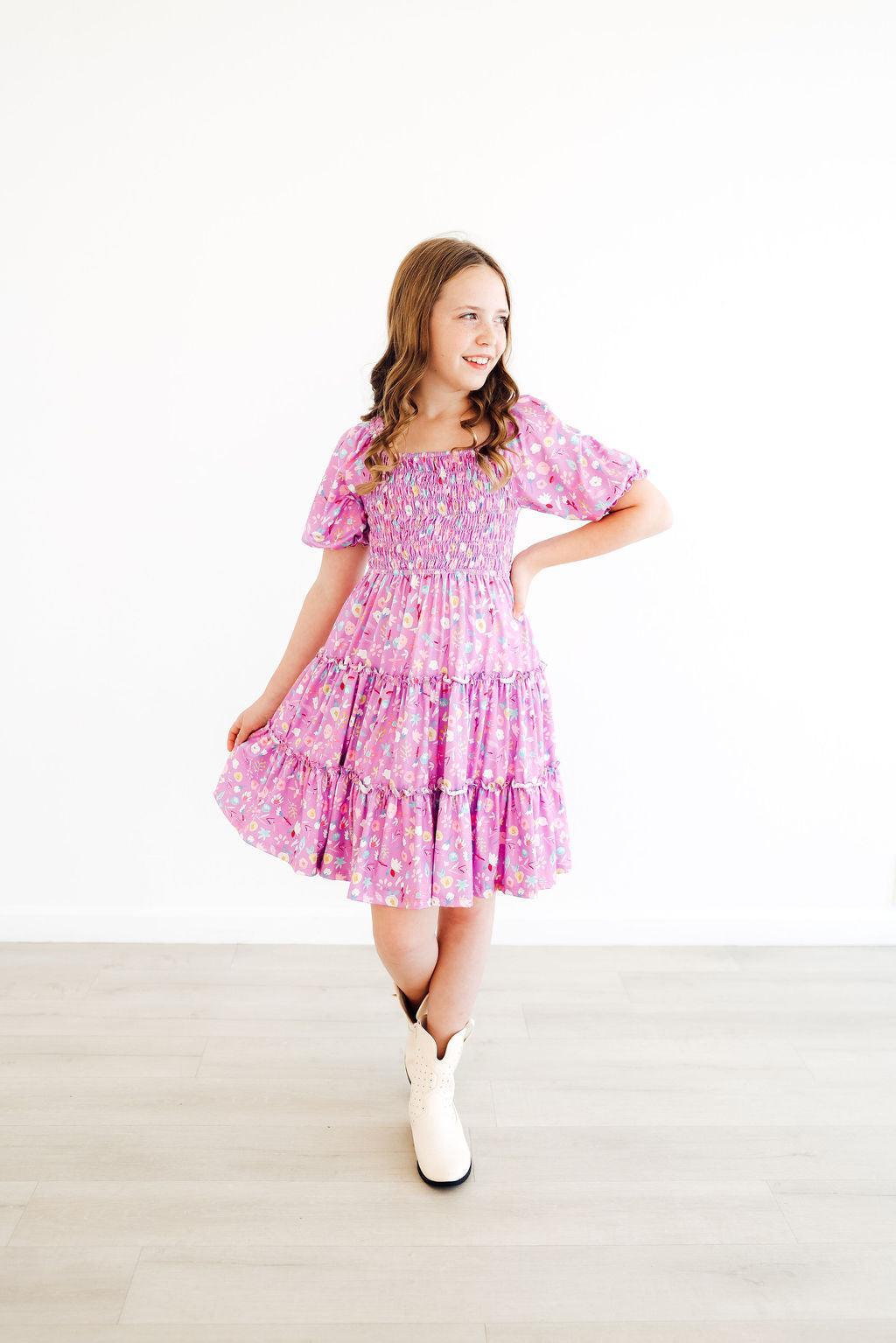 SALE Playful Posy Smocked Ruffle Dress