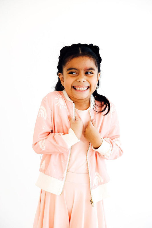 Soft Pink Suns Satin Jacket