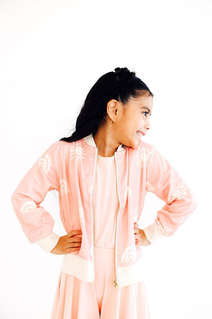 Soft Pink Suns Satin Jacket