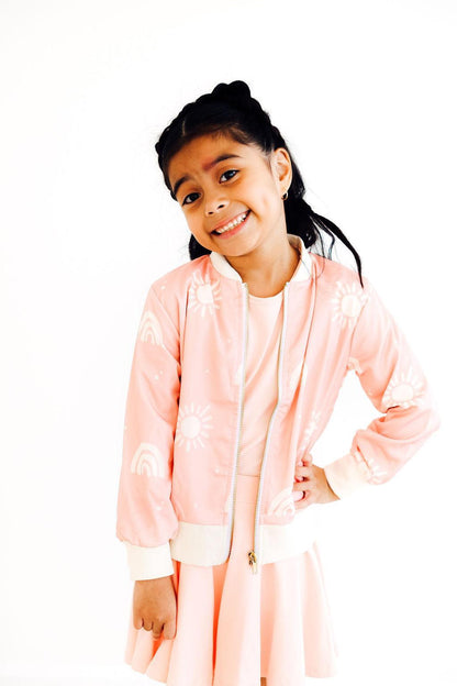 Soft Pink Suns Satin Jacket
