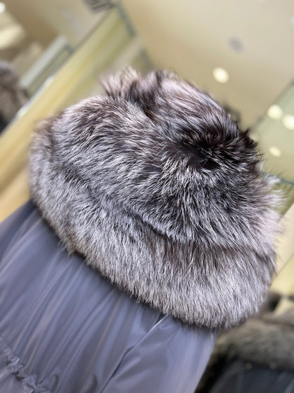 Genuine Silver Fox Fully Lined Hood Rabbit Insulated Parka