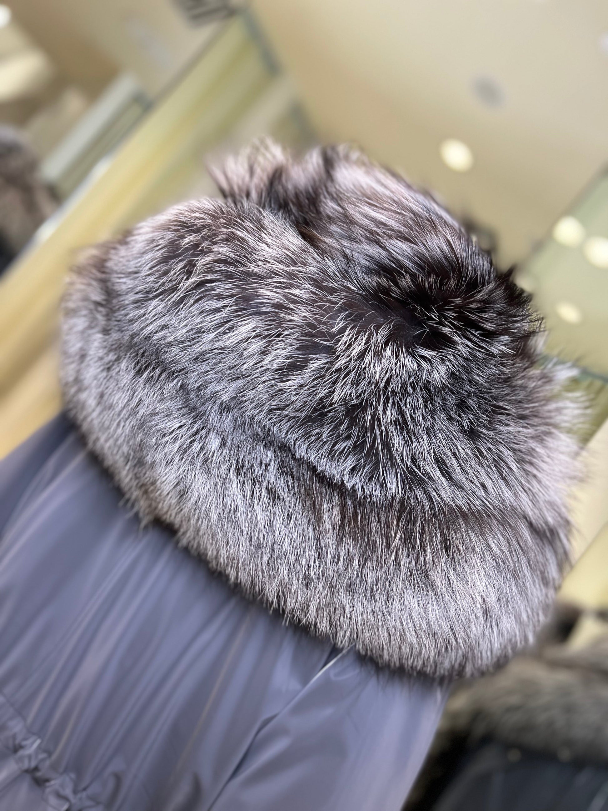 Genuine Silver Fox Fully Lined Hood Rabbit Insulated Parka