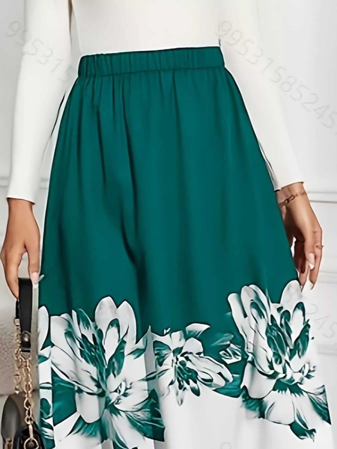 Floral Print A-Line Midi Skirt