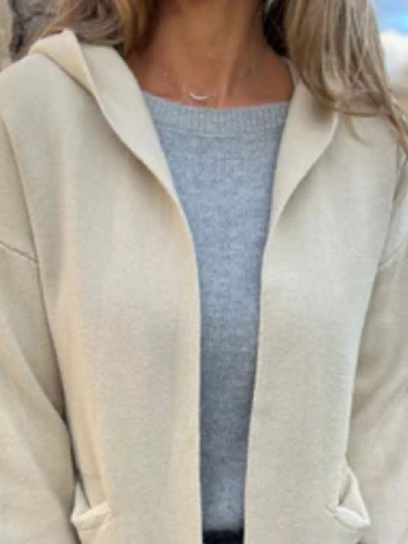 Full Size Open Front Hooded Cardigan Plus Size