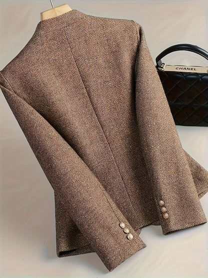 Flower One Button Long Sleeve Blazer