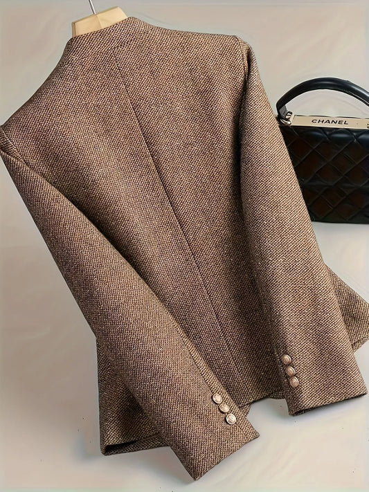 Flower One Button Long Sleeve Blazer