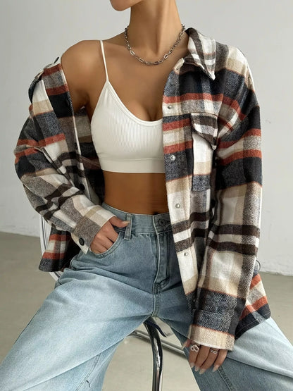 Relaxed Fit Plaid Snap Down Shirt