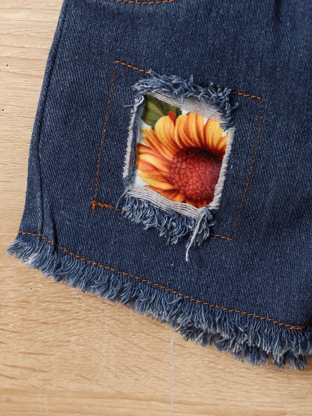 Children's Sunflower Ruffled Short Sleeve Top and Shorts Set