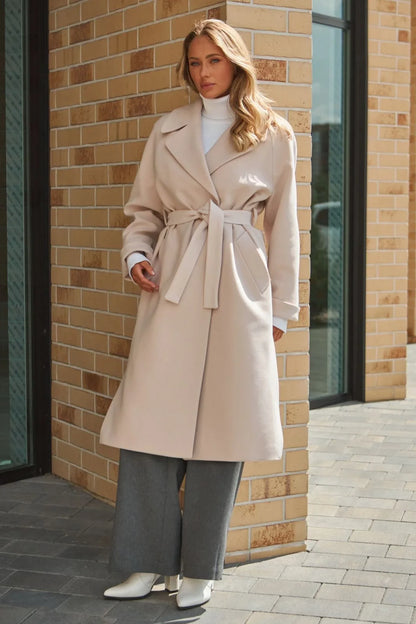 Adenur Classic Wool Blend Overcoat in Ivory Ivory