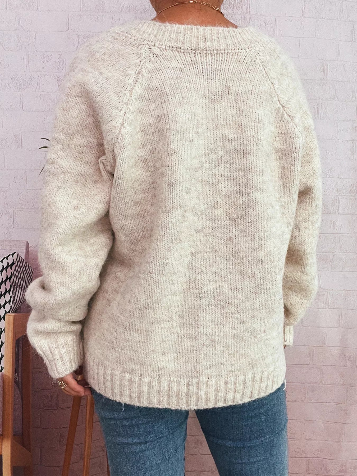 Mushroom Pattern Button-Up Cozy Knit Cardigan