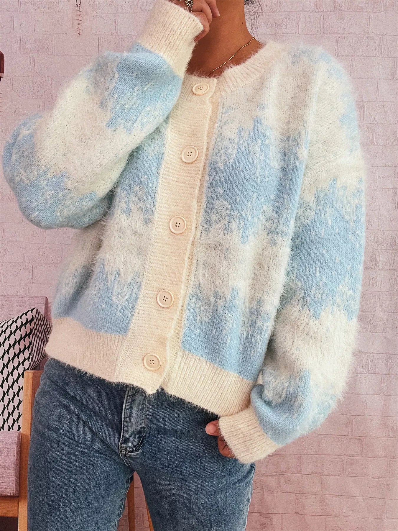 Ribbed Hem Button Up Cardigan