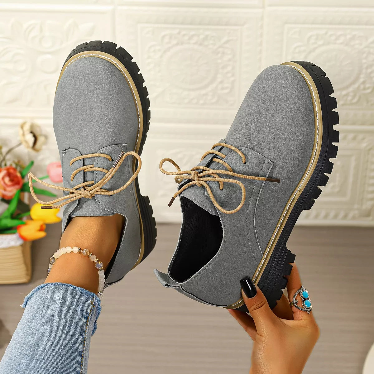 Lace-Up Platform Loafers