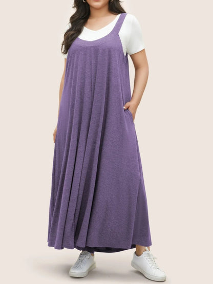 Full Size Pocketed Wide Leg Overalls Lavender