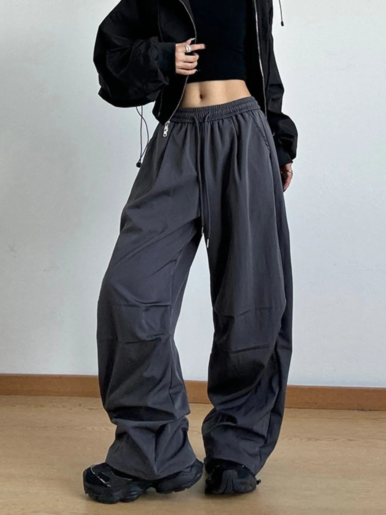 Oversized Wide Leg Pants Dark Gray