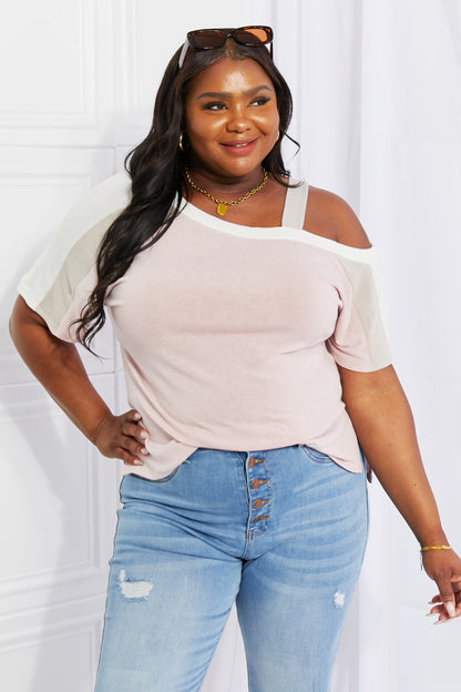One-Shoulder Cold-Shoulder Tee with Side Slits