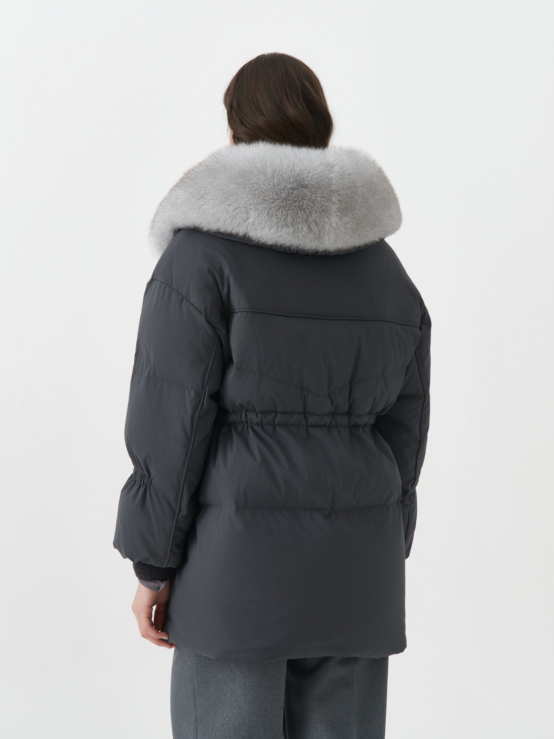 Genuine Blue Fox Down Fill Coat