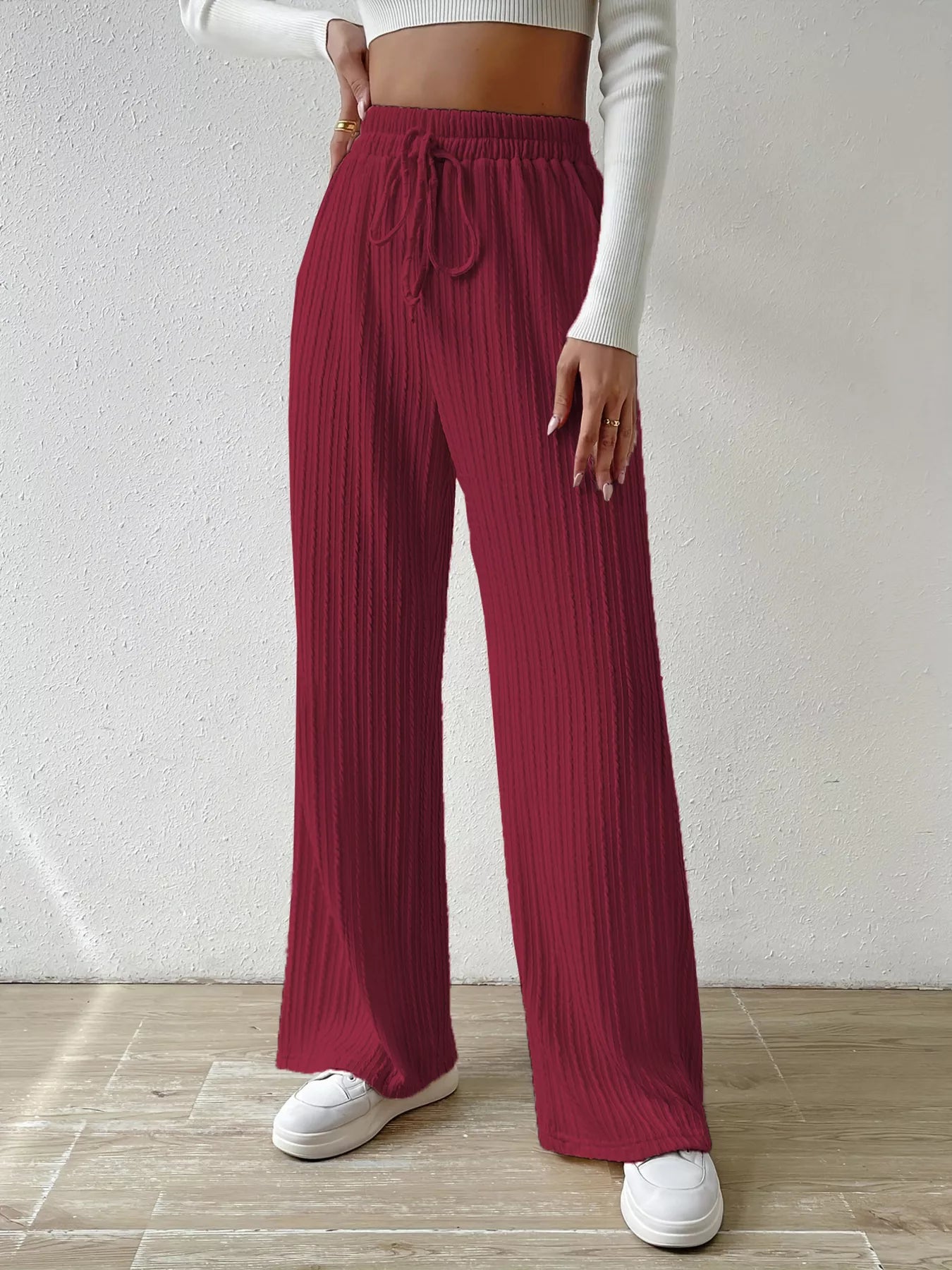 Drawstring Wide Leg Pants